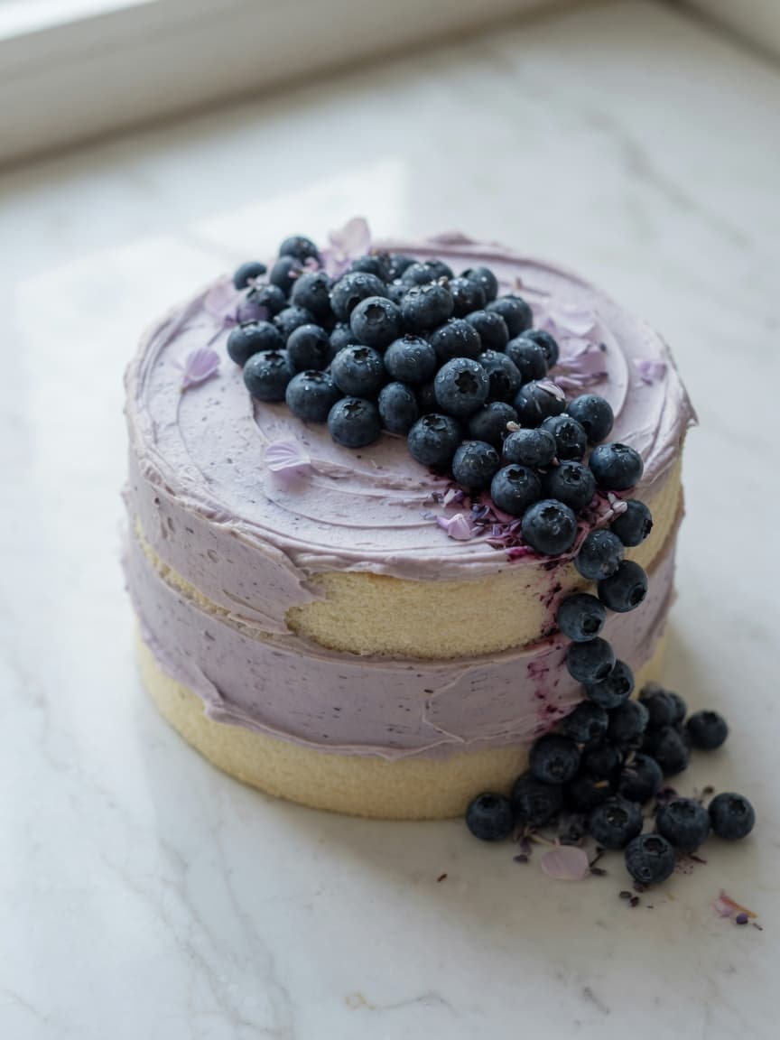 Blueberry chiffon cake from Salt and Light Bakehouse