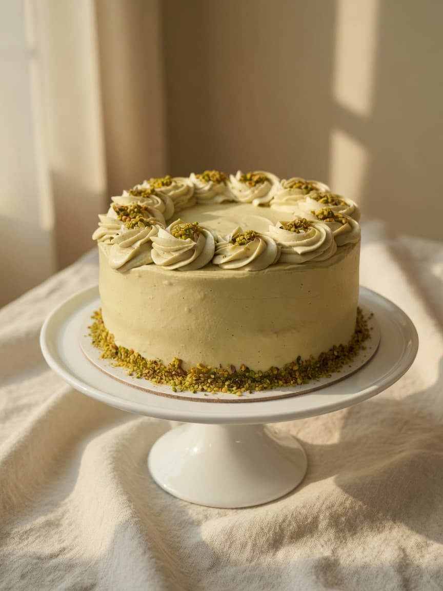Pistachio chiffon cake from Salt and Light Bakehouse